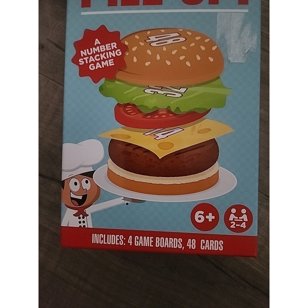 4 Pack Burger Pile-Up Card Game Number Stacking Game Ages 6 & Up 2-4 Players New